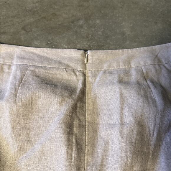 Vintage Chadwicks Womens 4 Tan Lightweight Linen Pencil Straight Skirt Knee Chic - Picture 3 of 10